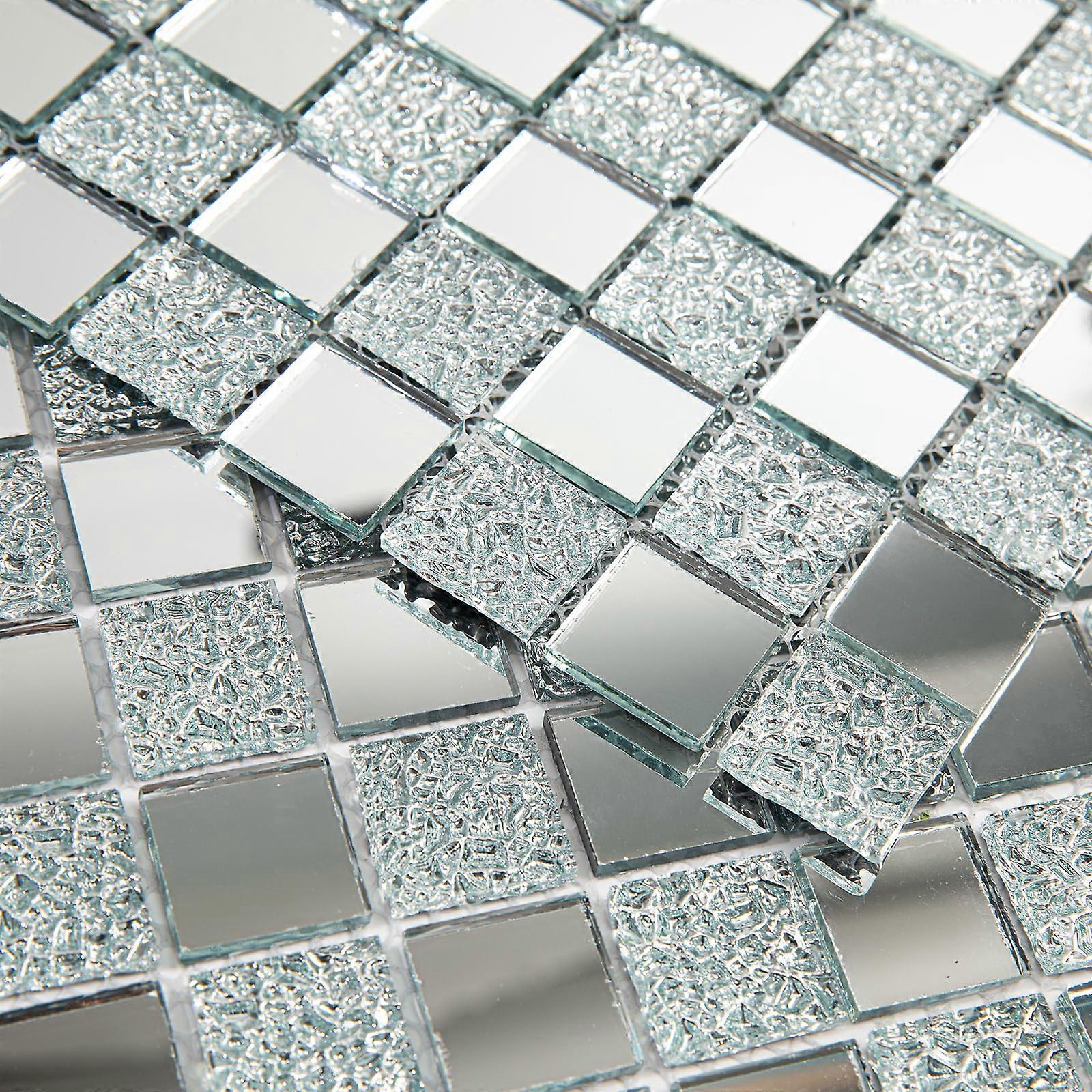 Silver Glass Mosaic Tile Sheets with Elegant Mirror Finish for Kitchen Backsplash and Bathroom Wall