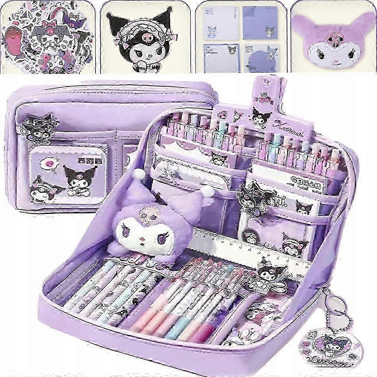 مقلمة كورومي كبيرة للمدرسة - حقيبة أنيمي لطيفة مع معلقات وملصقات للمراهقين