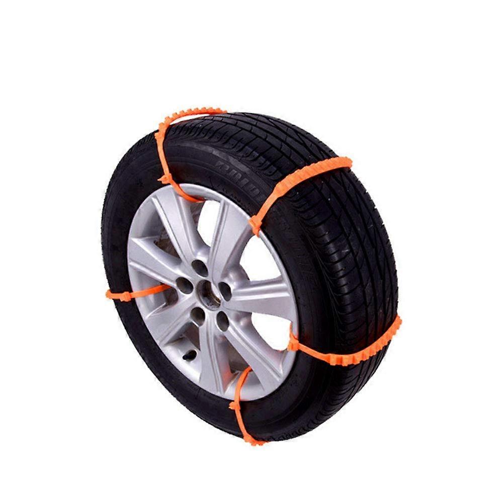 10Pcs Snow Tire Chains Adjustable AntiSlip Nylon Emergency Traction Straps Bright Orange