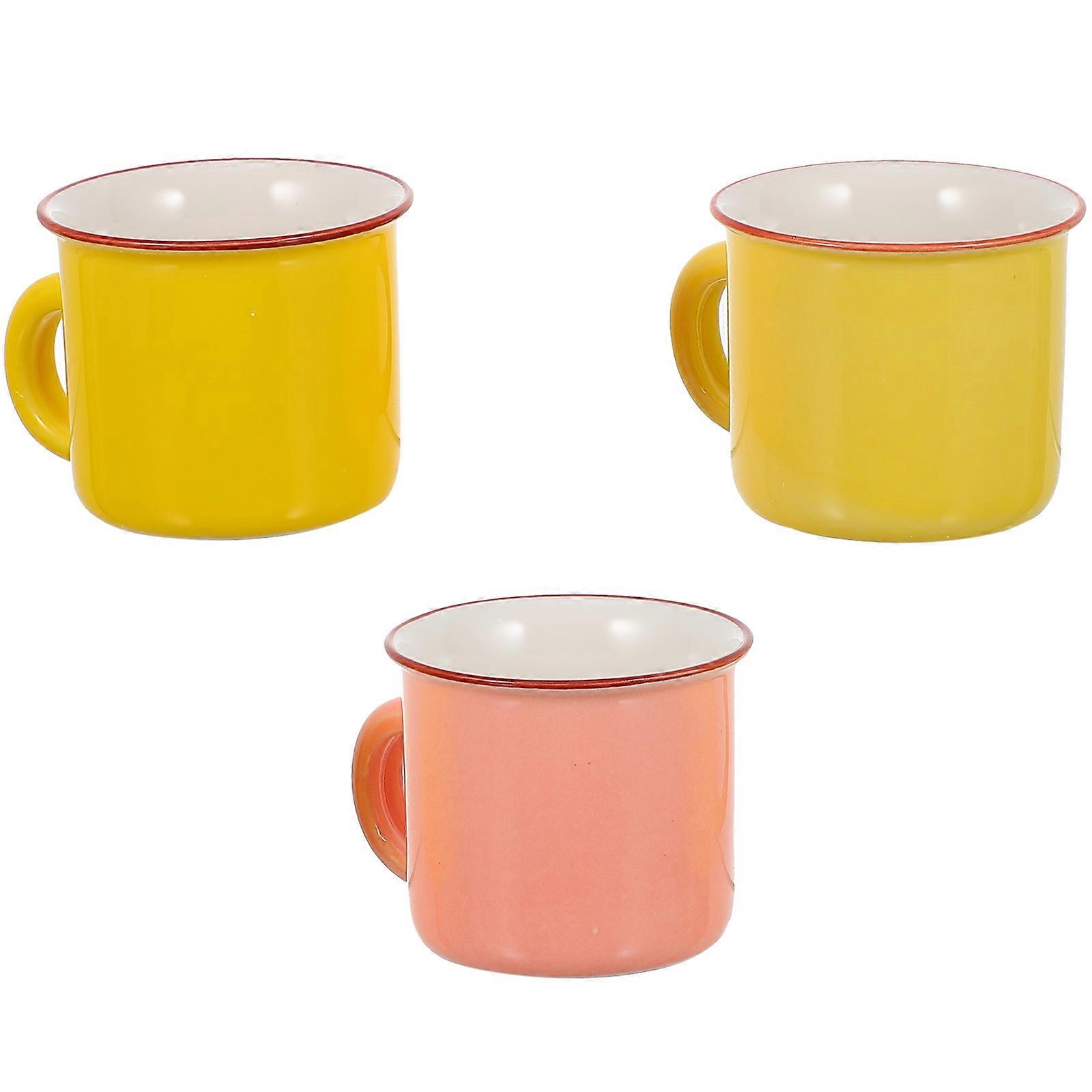 Mini Ceramic Coffee Cup Small Handle Coffee Shop and Birthday Bash Assorted Color 3Pcs