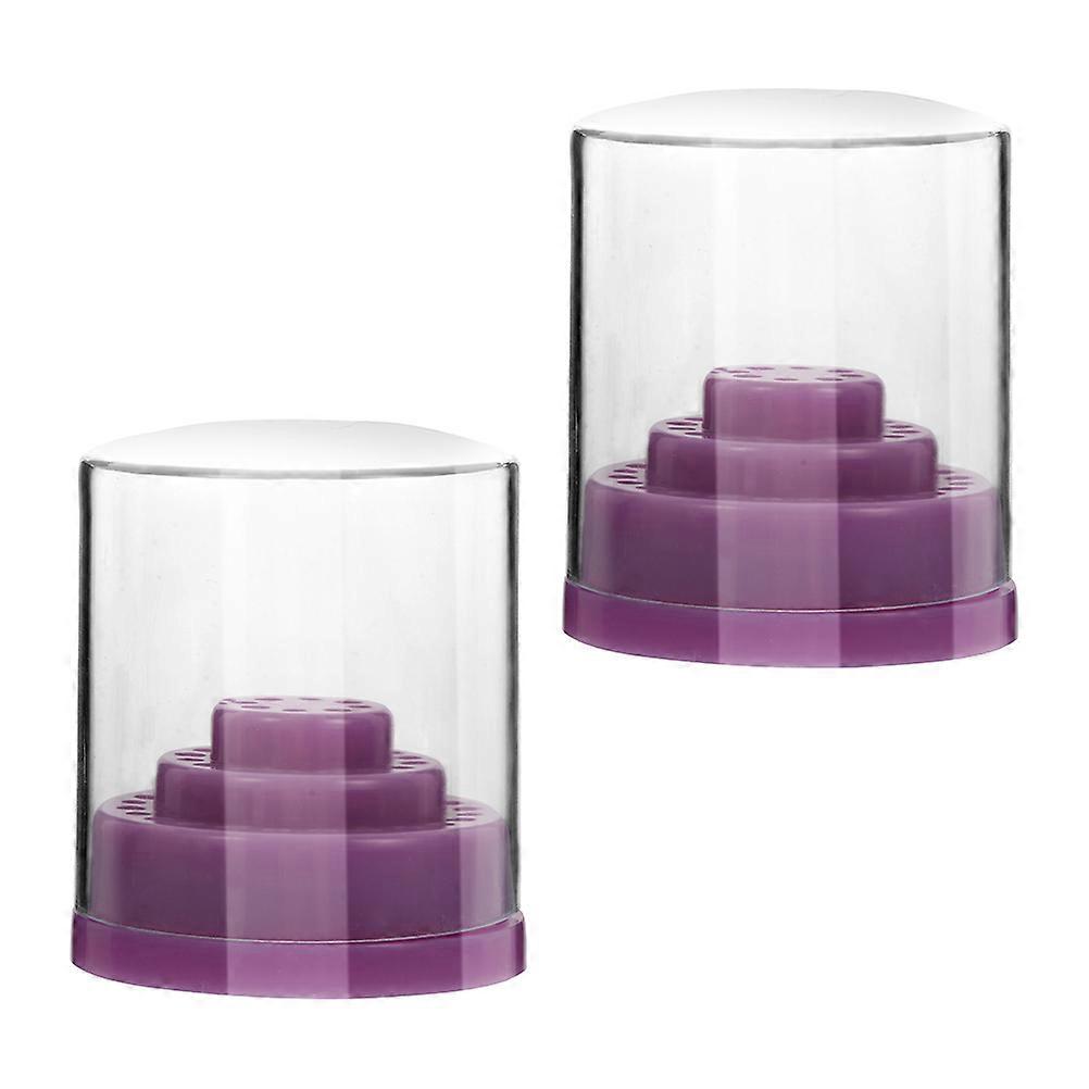 Drill Display Holder Purple Nail Organizer for Desktop Storage 2Pcs