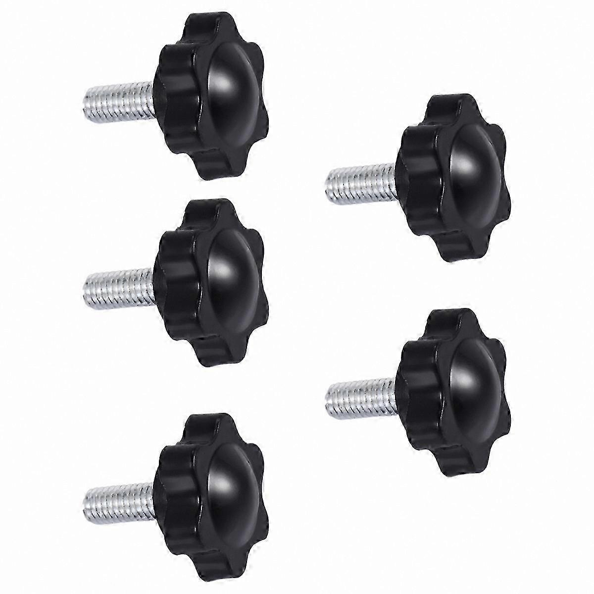 5-Pack M6 x 15mm Hex Head Clamping Knobs, 25mm Black Threaded Knobs for Quick Fastening and Secure Grip