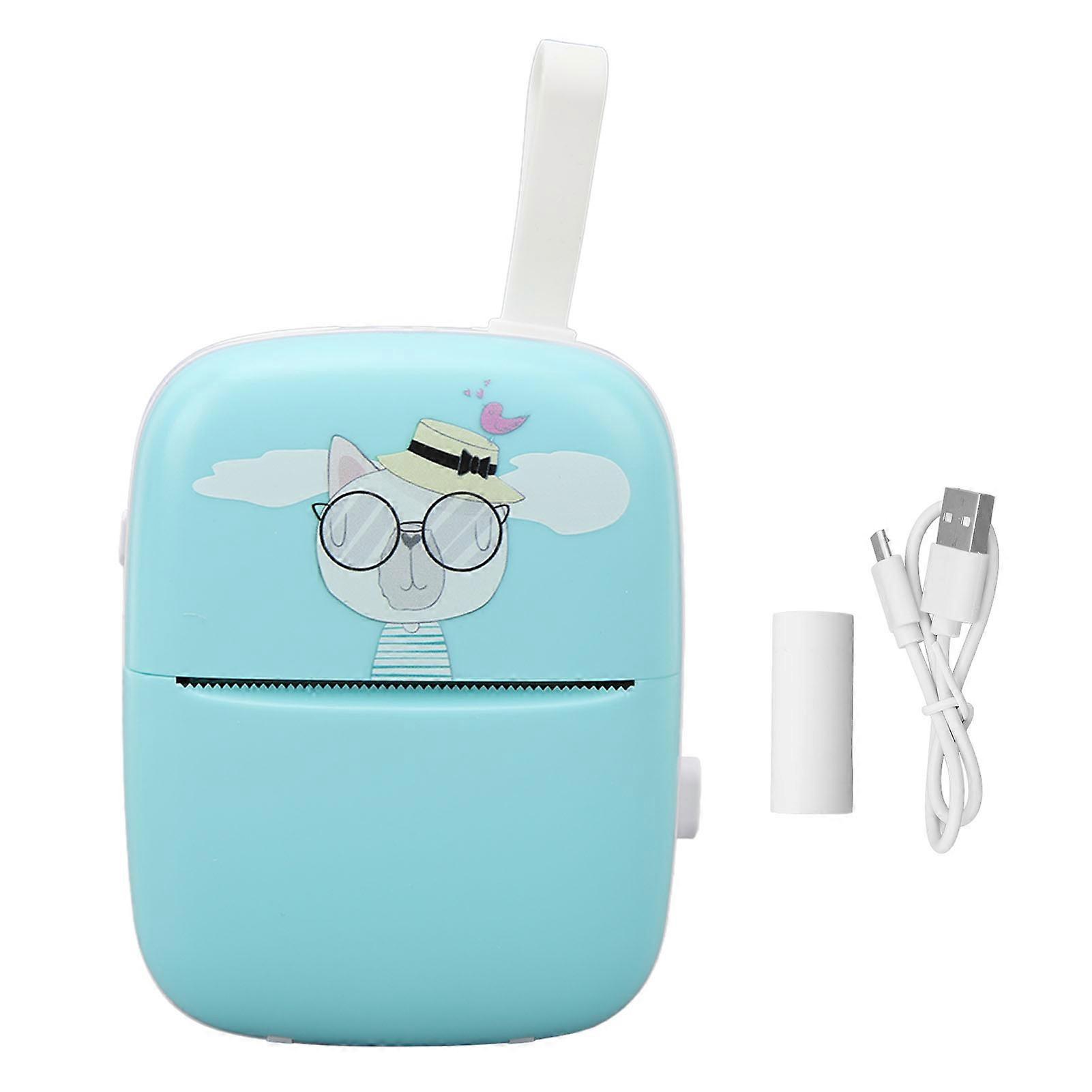 Mini Cartoon Printer Cat Pattern Wrong Question Photography Label Printer Home Photo Scrapbooking Small Printer Blue