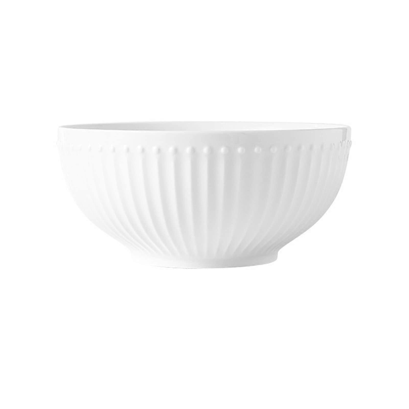 Ceramic Bowls Set White Embossed Salad Ramen Dessert Bowls Microwave Dishwasher Safe Stackable