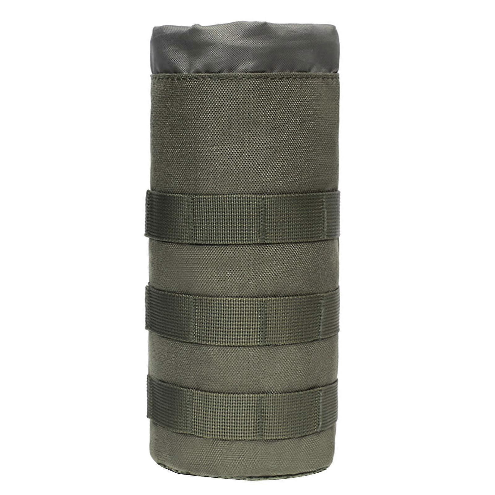 Water Bottle Pouch Tactical Holder with Strap, Adjustable Drawstring, Molle Compatible Army Green