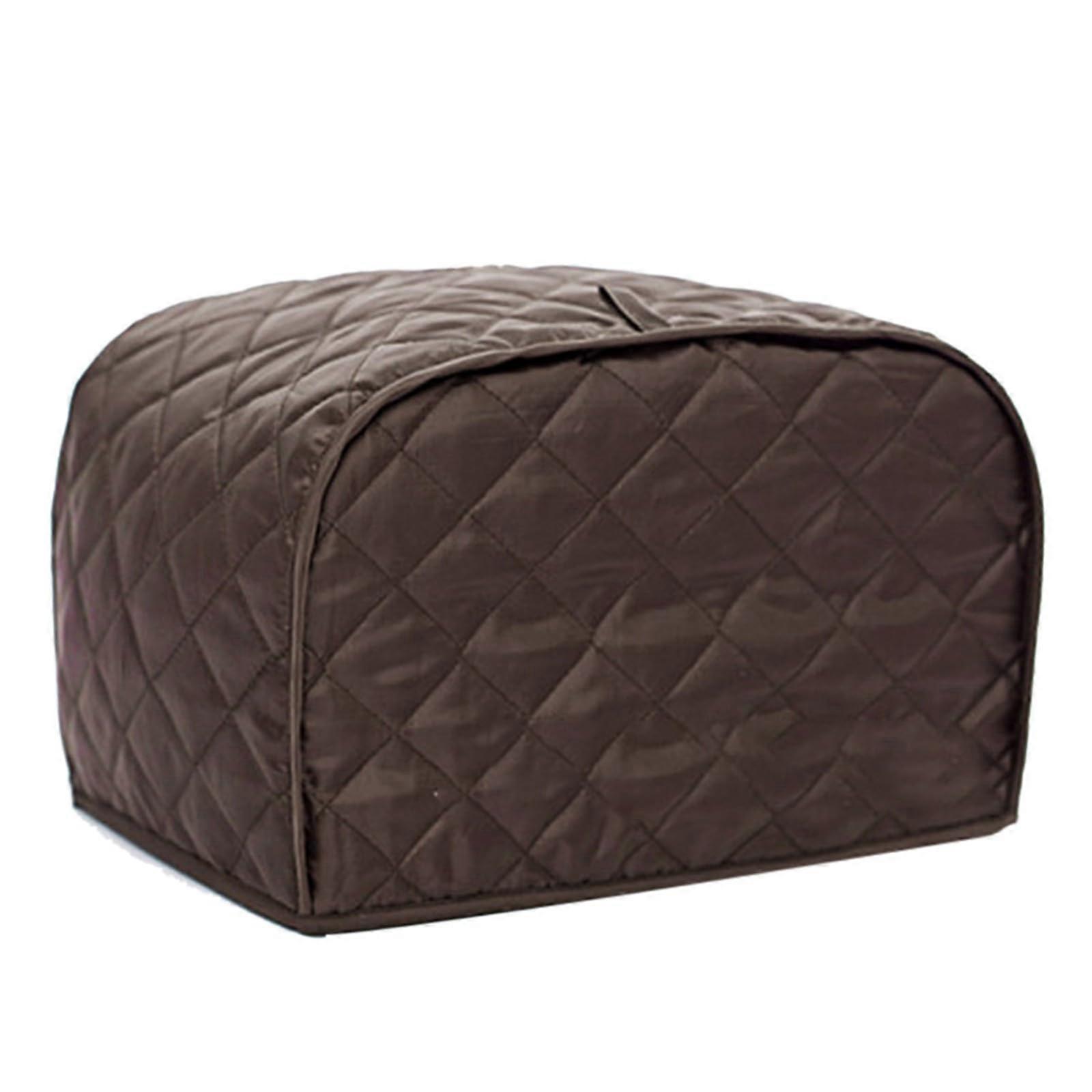Toaster Cover Brown Quilted Dust Proof Four Slice Appliance Protector Machine Washable Polyester