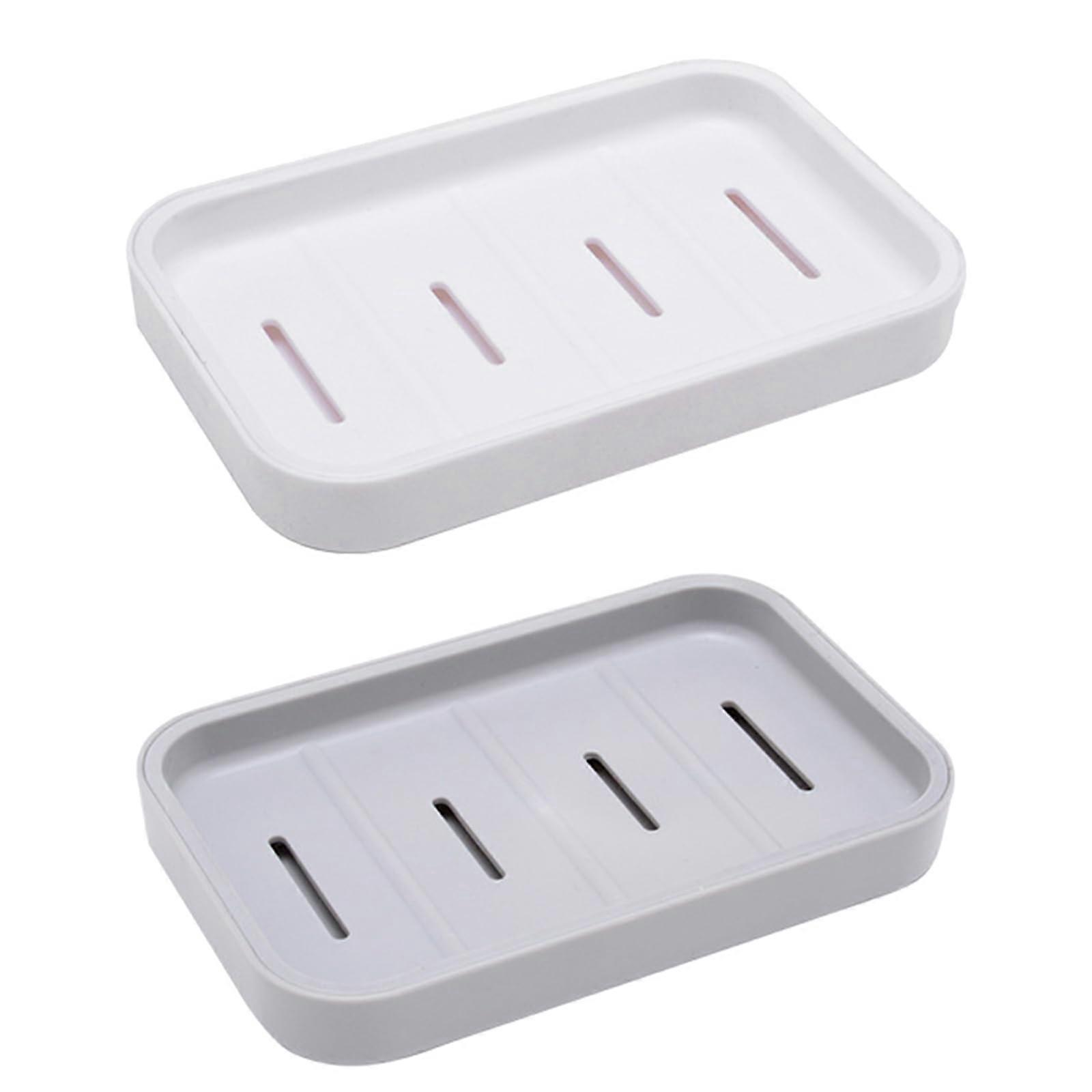 2 Pack Double Layer Draining Soap Dish with Water Tray for Kitchen and Bathroom Storage