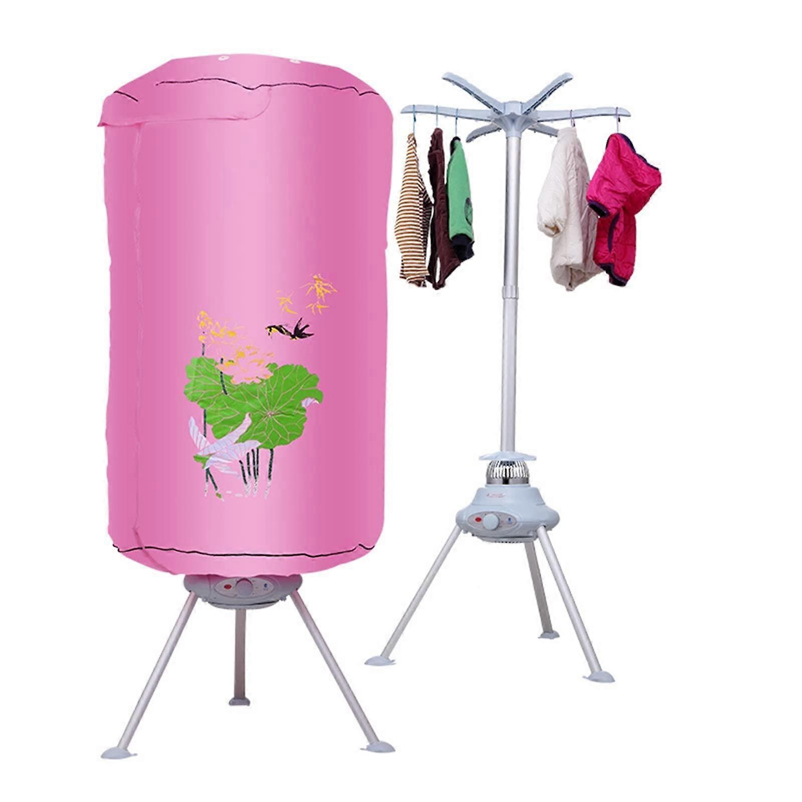 Portable Clothes Dryer with Timer, Fast Drying Low Noise Rack for Apartments Dorms Single Layer Pink