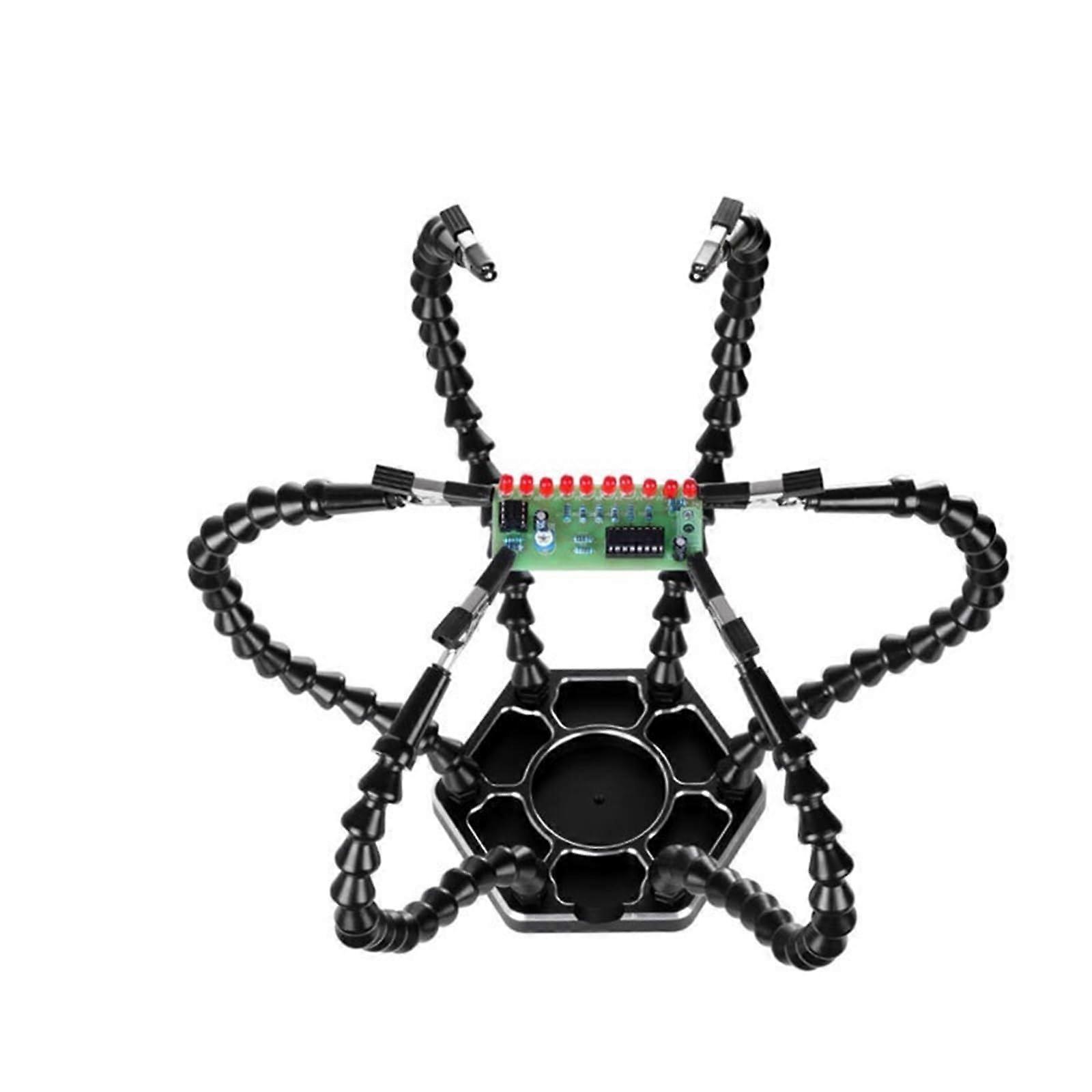 Soldering Helping Hands with Magnifier and LED Light, 6 Claw PCB Holder Clamp for Electronics