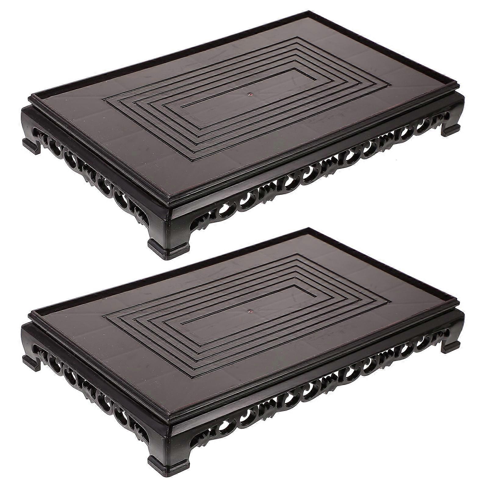 Plastic Plant Stand Rectangular Display for Storage Use 2Pcs Brown