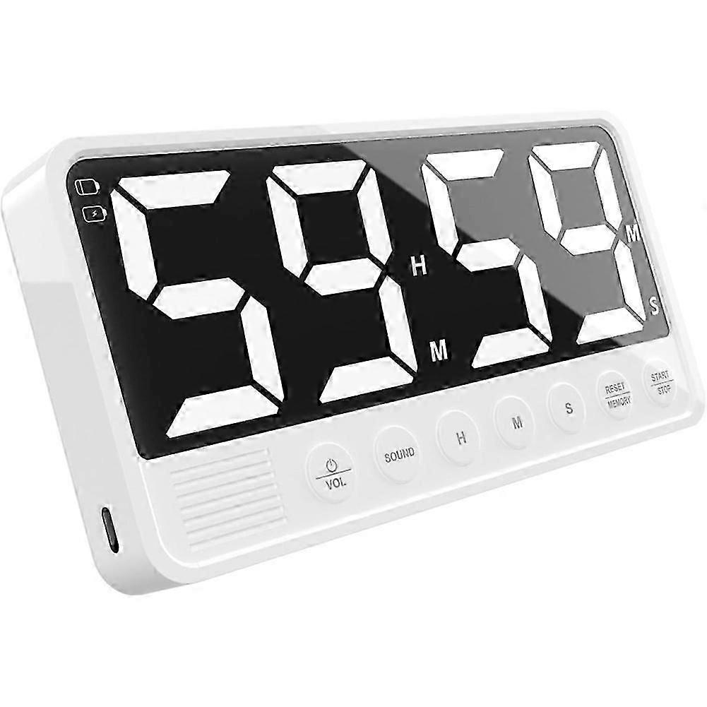 Extra-Large Display Digital Kitchen Timer, Magnetic Stand Rechargeable Count Down/Up Timer for Cooking Home Gym, White
