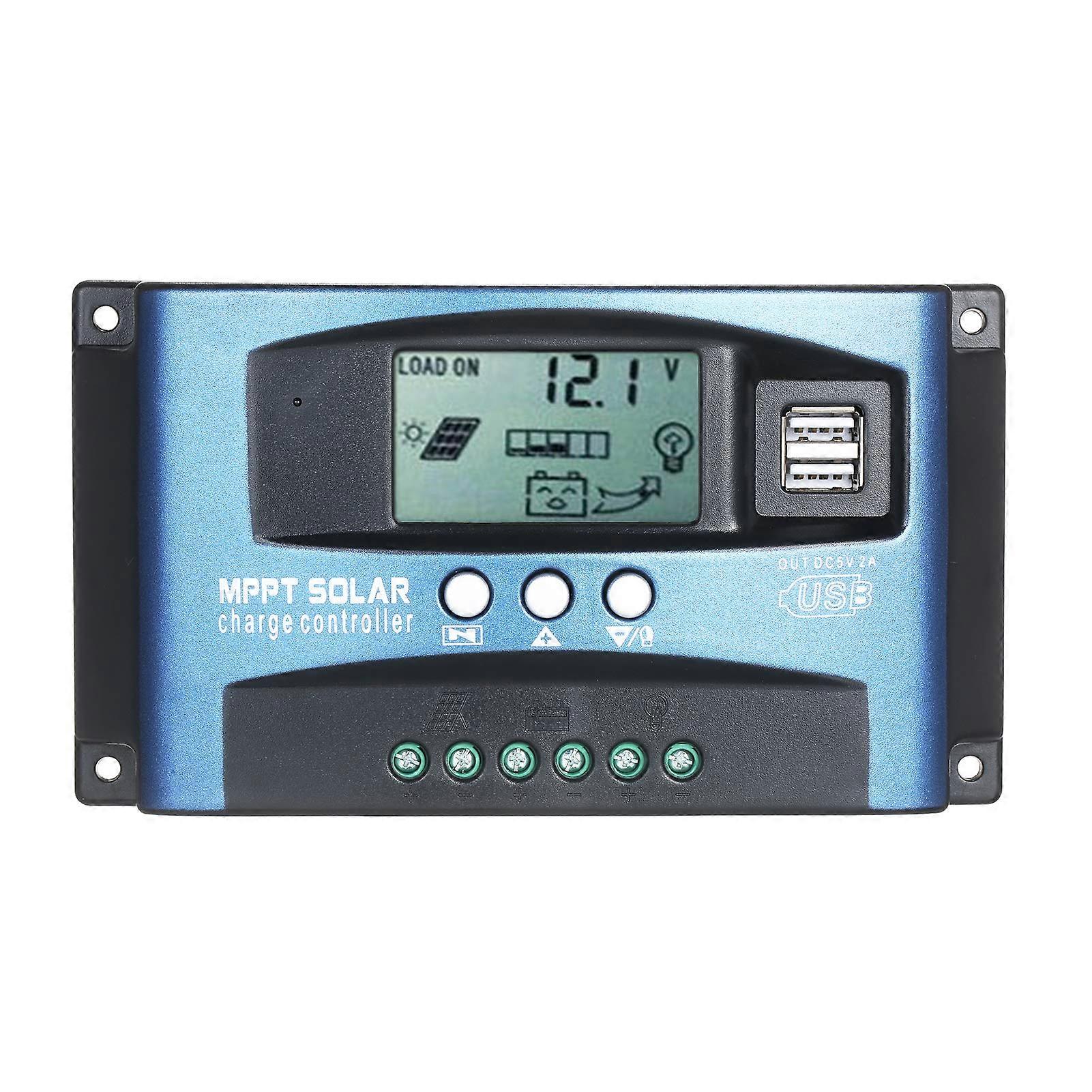 100A MPPT Solar Charge Controller 12V 24V with Dual USB Fast Charging and Intelligent LCD Display