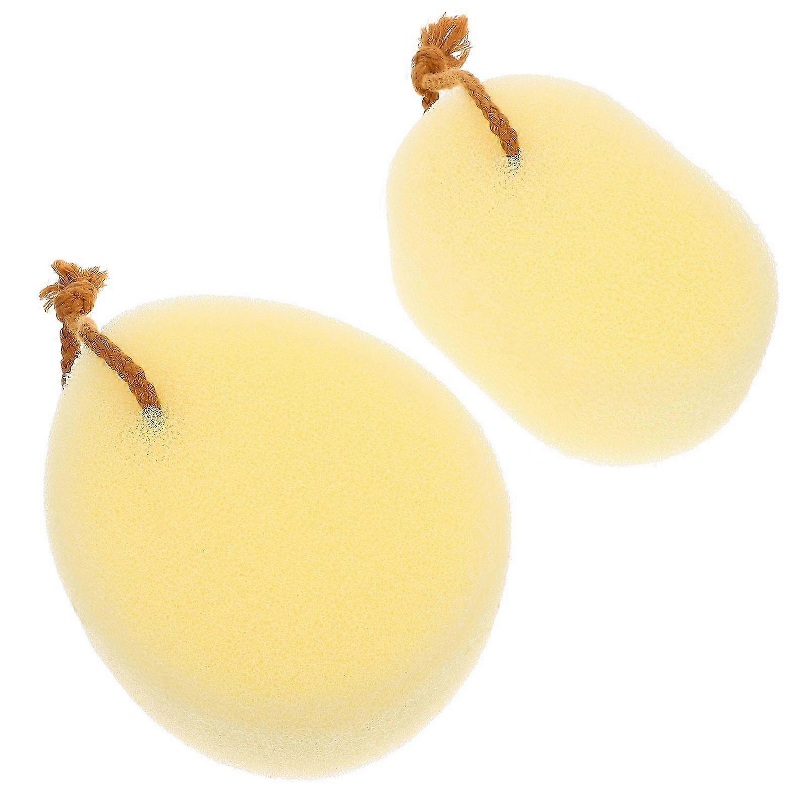 Yellow Body Sponge for Bathing Scrubber 2Pcs Back Sponge Bath Tool