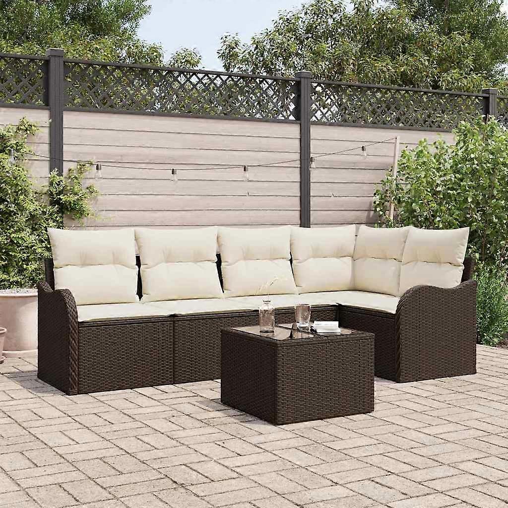Gartensofa-set 6 pcs Braun Poly-Rattan, SKU: 3345708