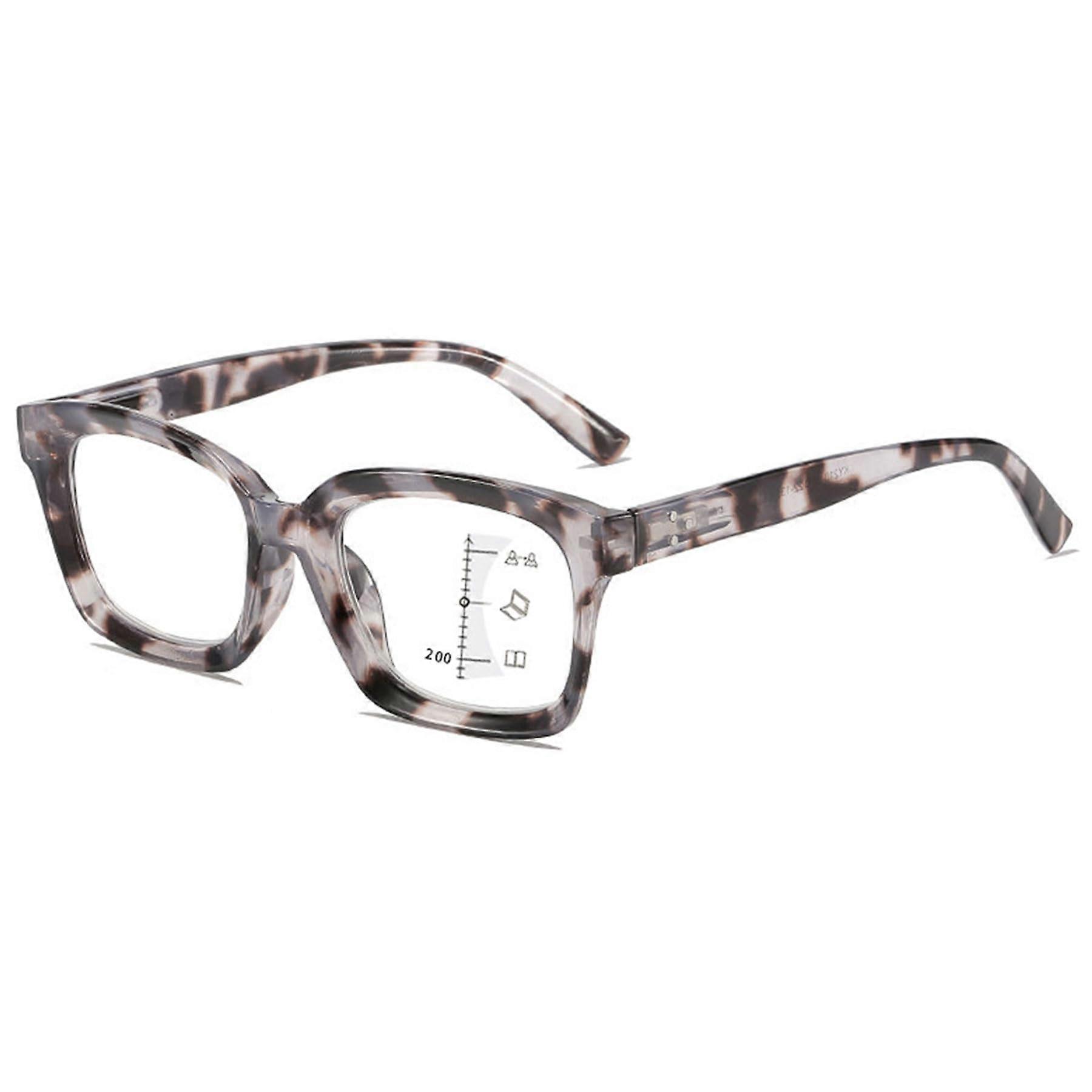 White Tortoiseshell Progressive Reading Glasses 1.0x Varifocal Blue Light Blocking Readers