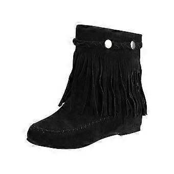 Stivali da neve alla caviglia da donna, stile retrò, con nappe, scarpe casual, alla moda, in pelle scamosciata smerigliata, altezza interna bassa, colore unito, taglia 43 (US: 9,5)