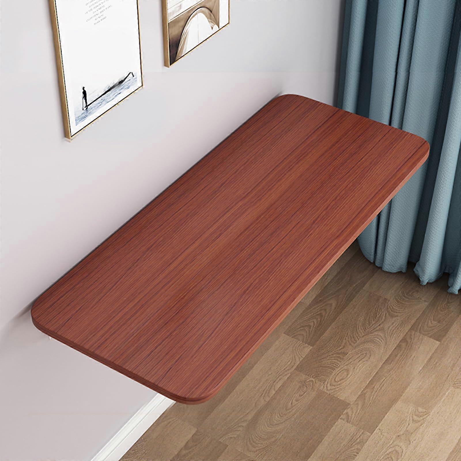 Wall Mounted Foldable Drop Leaf Table Teak Finish 70x30cm Space Saving Desk for Small Spaces