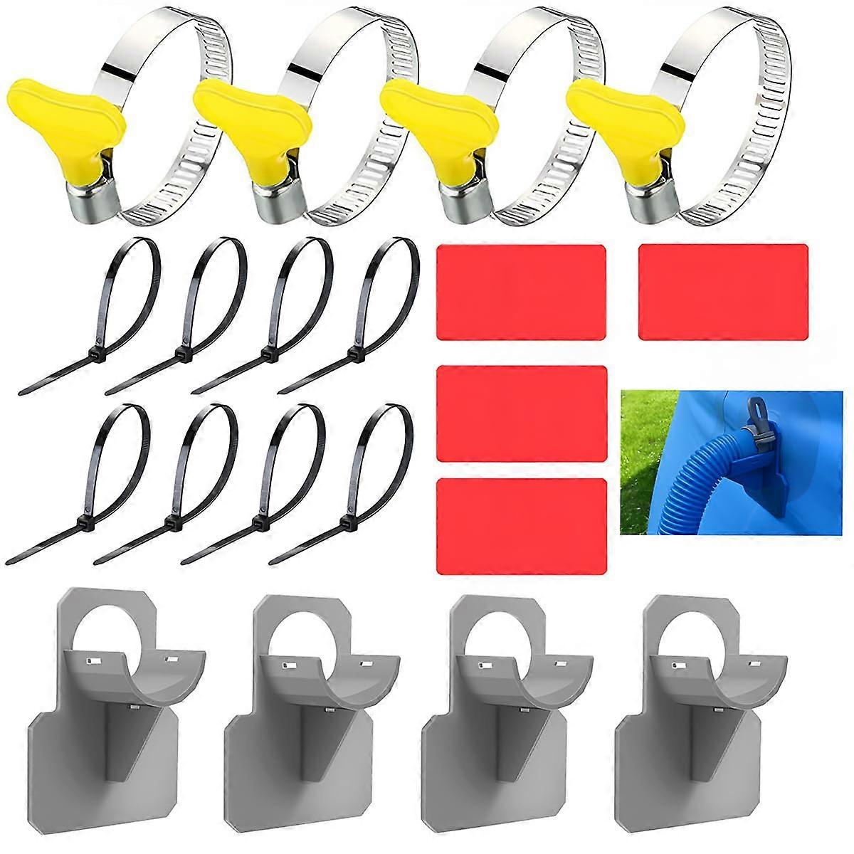 Swimming Pool Hose Support Brackets 4 Pack Grey Above Ground Pool Pipe Holders Prevent Pipe Sagging