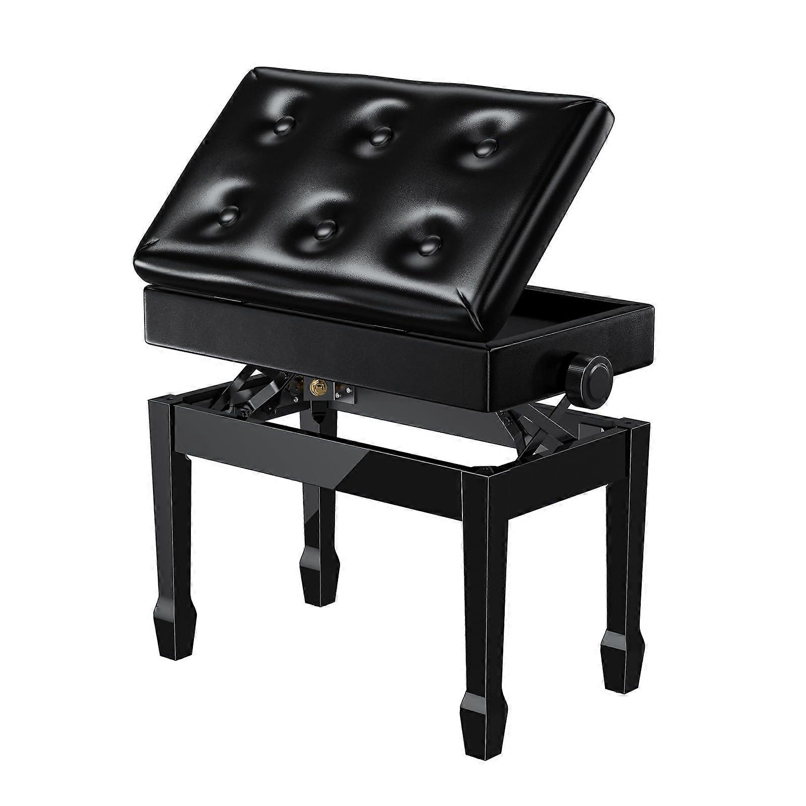 Adjustable Piano Bench with Storage, Memory Foam Cushion, Solid Oak Frame, 420lb Capacity