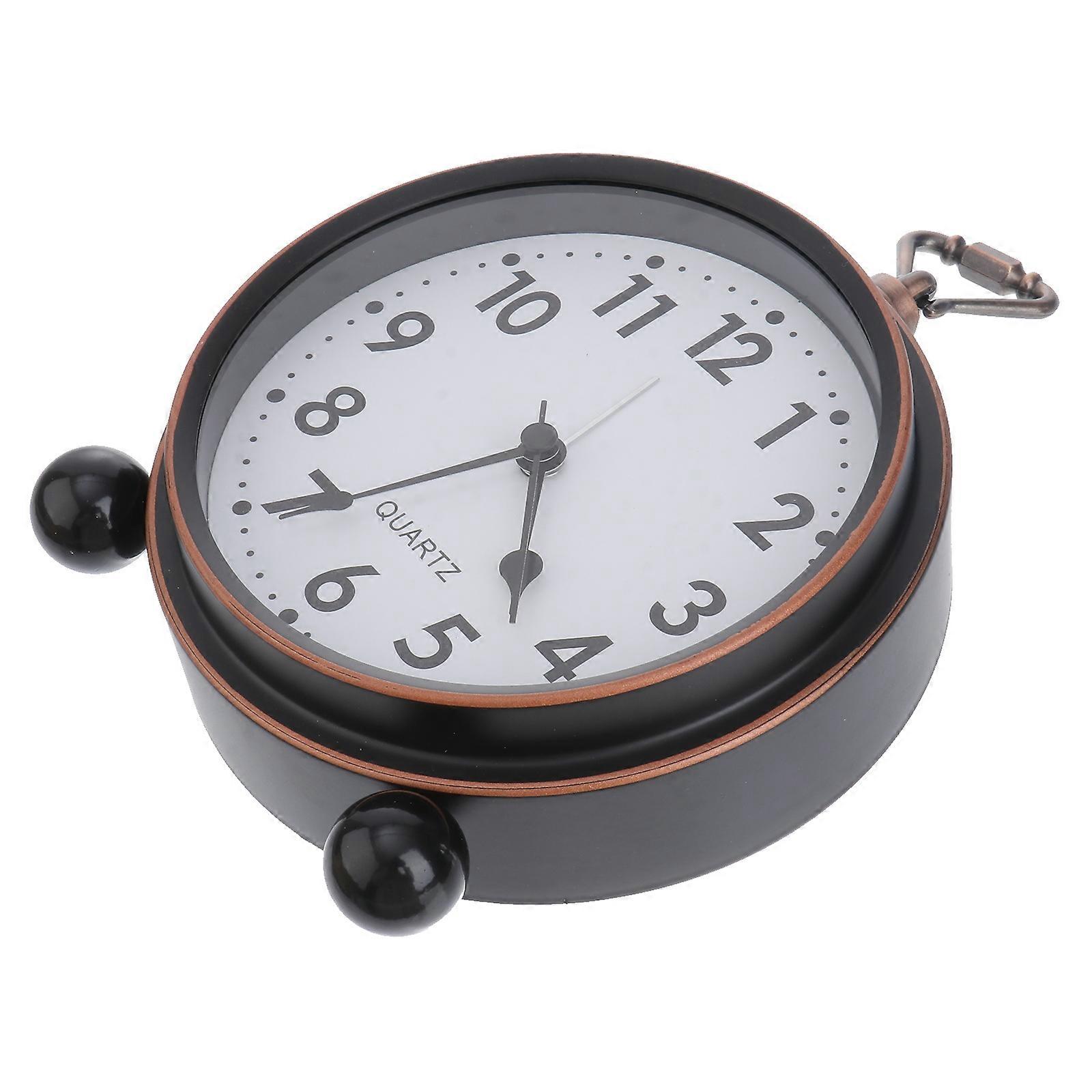 Table Clock Office Table Metal Clock Exact Time Black 1Pc