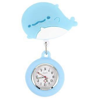 Nurses Watch Brooch Fob Watch Clip-on Pocket Watch Digital Pocket Watch Cartoon Whale Nurse Watch Sky-blue