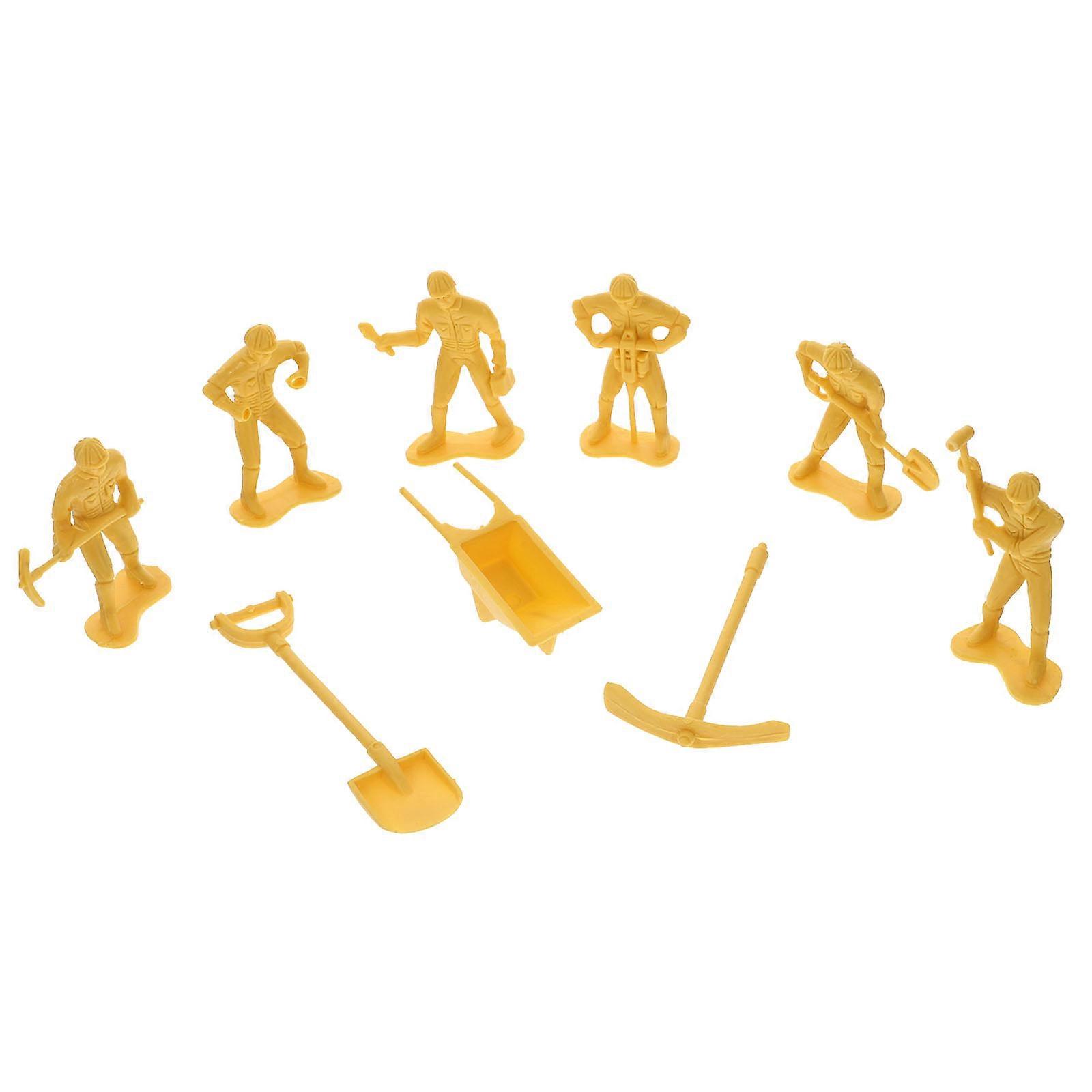 Mini Plastic Engineer Figures Engineering Worker Model Educational Activities Yellow Plastic 4 Sets