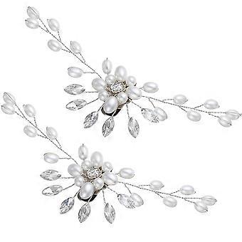 2PCS Bridal Pearls Crystals Shoe Clips Rhinestones Shone Buckles Wedding Shoe Accessories for Women Party