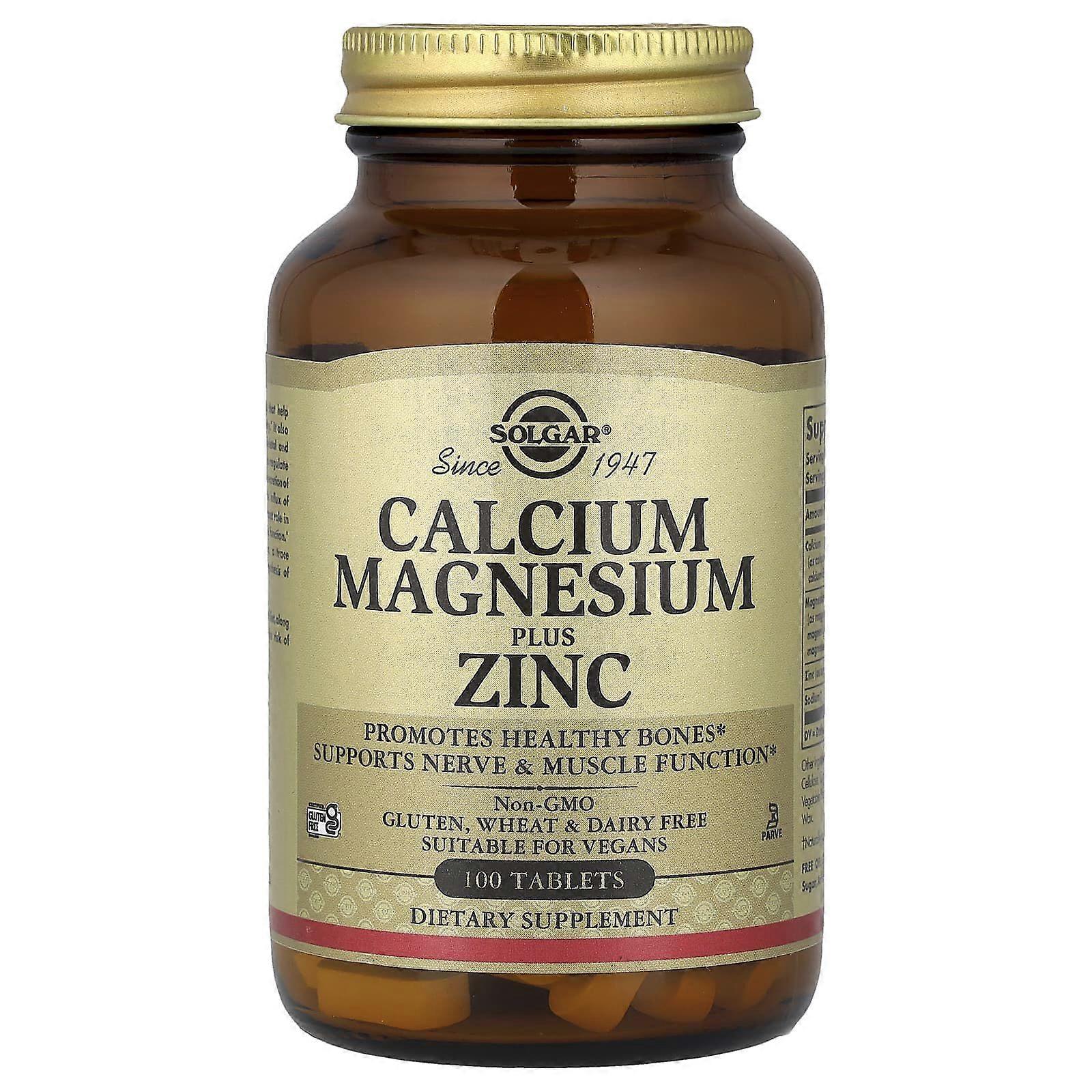 Solgar, Calcium Magnesium plus Zinc, 100 Tablets, 2-Pack