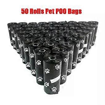 Black 50 Rolls Dog/Cat Poo Bags Biodegradable Dog Poo Bags750Pcs