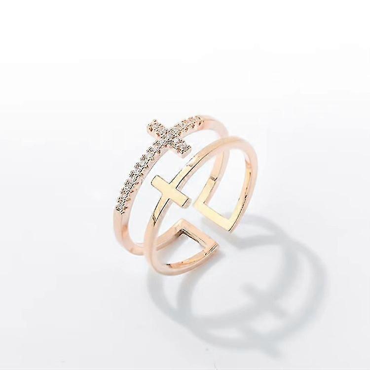 Double Cross Open Ring Diamond Ring Jewelry