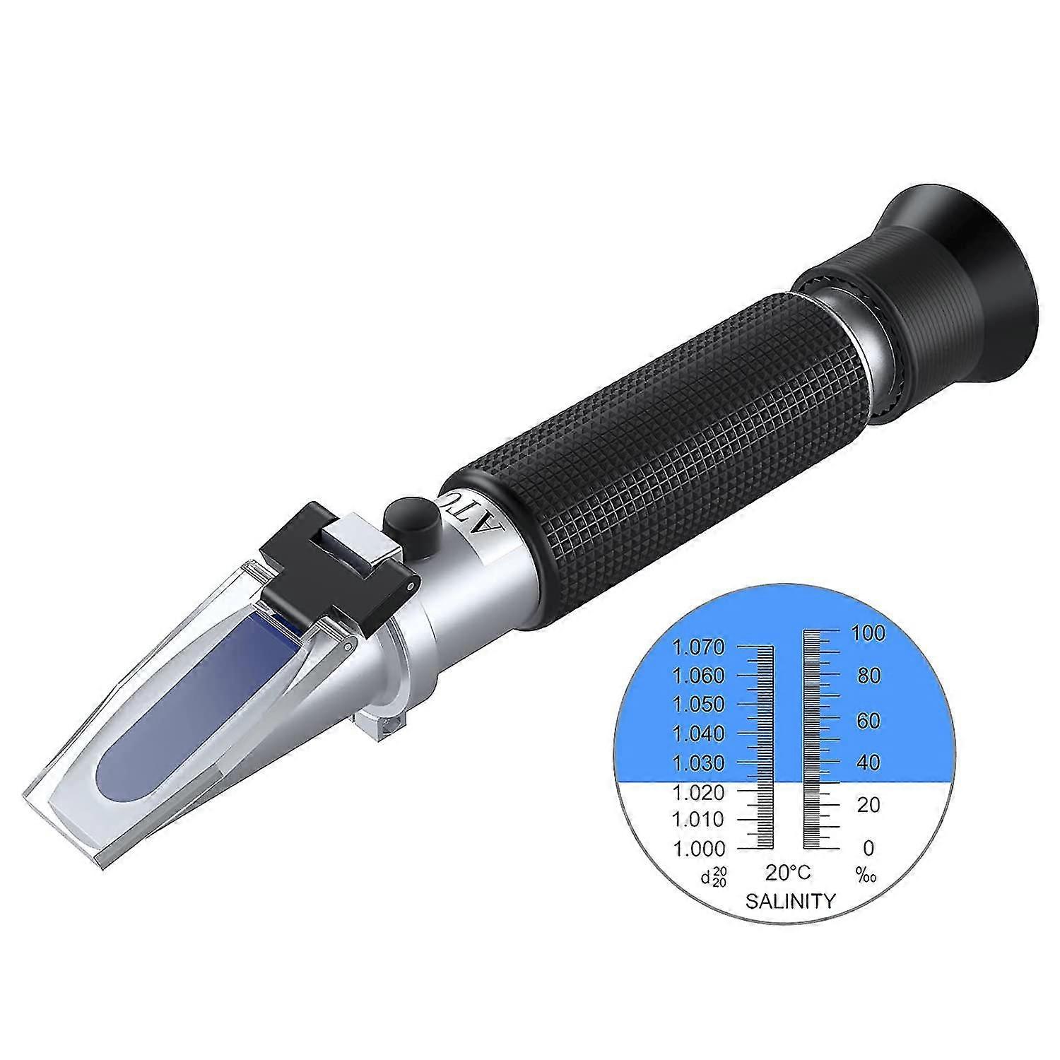 Salinity Content Refractometer, Automatic Temperature Compensation Salinity Refractometer, Hydrometer 0-100 Ppt & 1,000-1,070 Specific Gravity Atc Ref