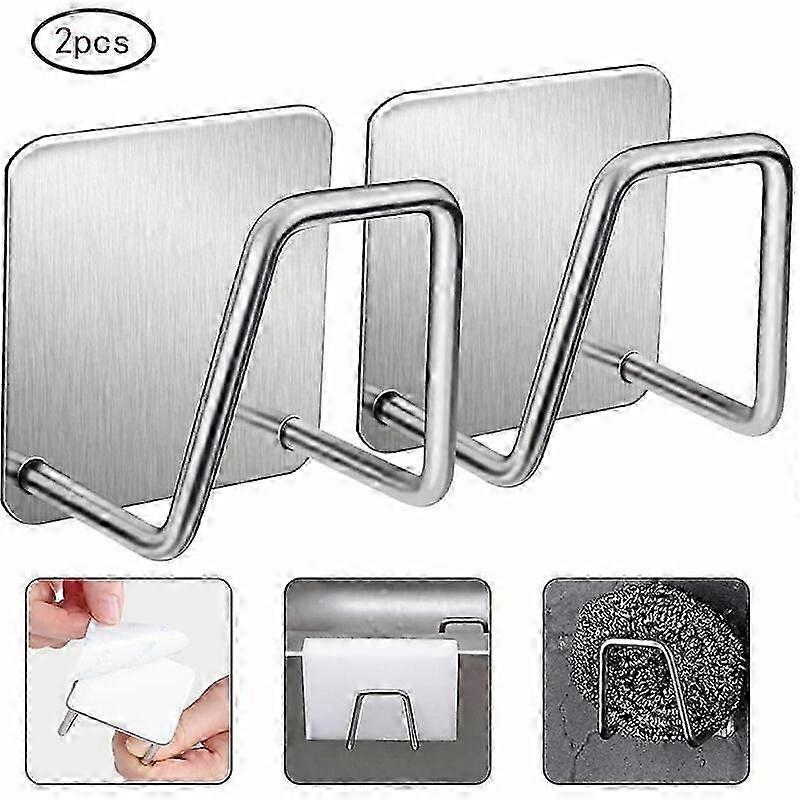 2pcs Solid Thickened Brushed 5x5cm Stainless Steel Hook Dishwashing Sponge Drain Hook durable
