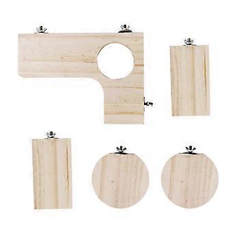5-teiliges Hamsterständer-Set aus Naturholz, Aktivitätsspielplatz für Ratten, Zubehör für Chinchilla-Käfige mit Unterlegscheiben für Vögel