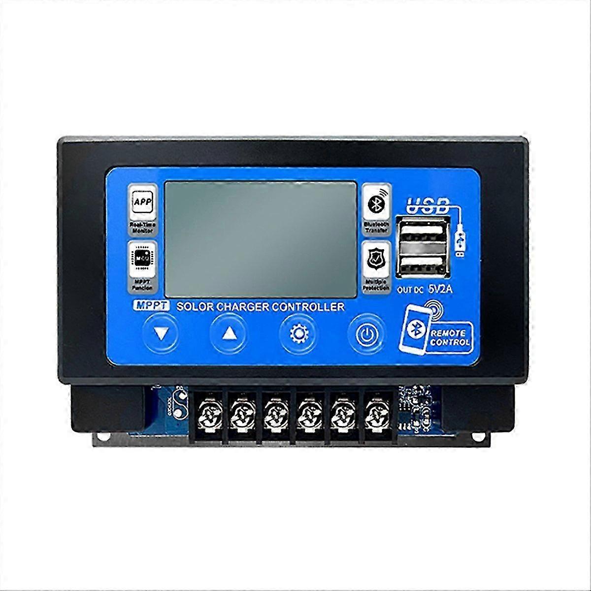 Solar Charge Controller Bluetooth 60A MPPT Controller with LCD Display Dual USB Support 12V/24V Batt