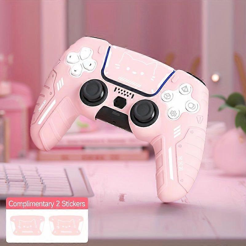PS5 Controller Skin, Soft Protective Cover with Cat Face Design, Shockproof Non-Slip, Includes 2 Touchpad Stickers, Compatible with PS5 Controller