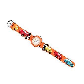Kids Waterproof Watch Cartoon Car Pattern Design Suitable For Children Orange 1Pack
