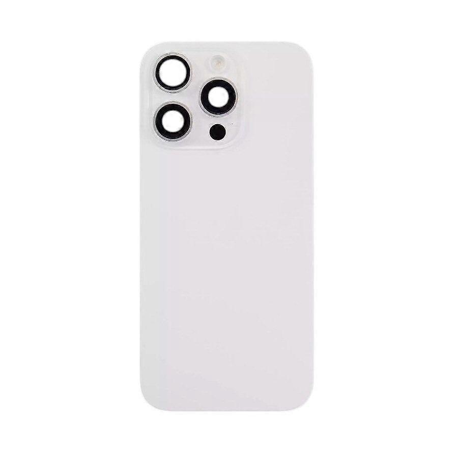 Glass Back For iPhone 16 Pro White Titanium Plain with Camera Lens No Logo