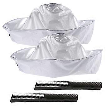 2Pcs Hair Cutting Cloak Hairdressing Capes Salon Hair Dyeing Coat Hair Styling Clothes White with 2Pcs Hair Combs