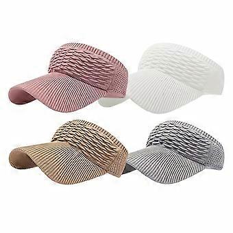 4 Pcs Women's Acrylic Visors, Lightweight Stretchable Pull-On UV Visors, Wavy Textured Solid Colors with Breathable Holes for Outdoor Activities