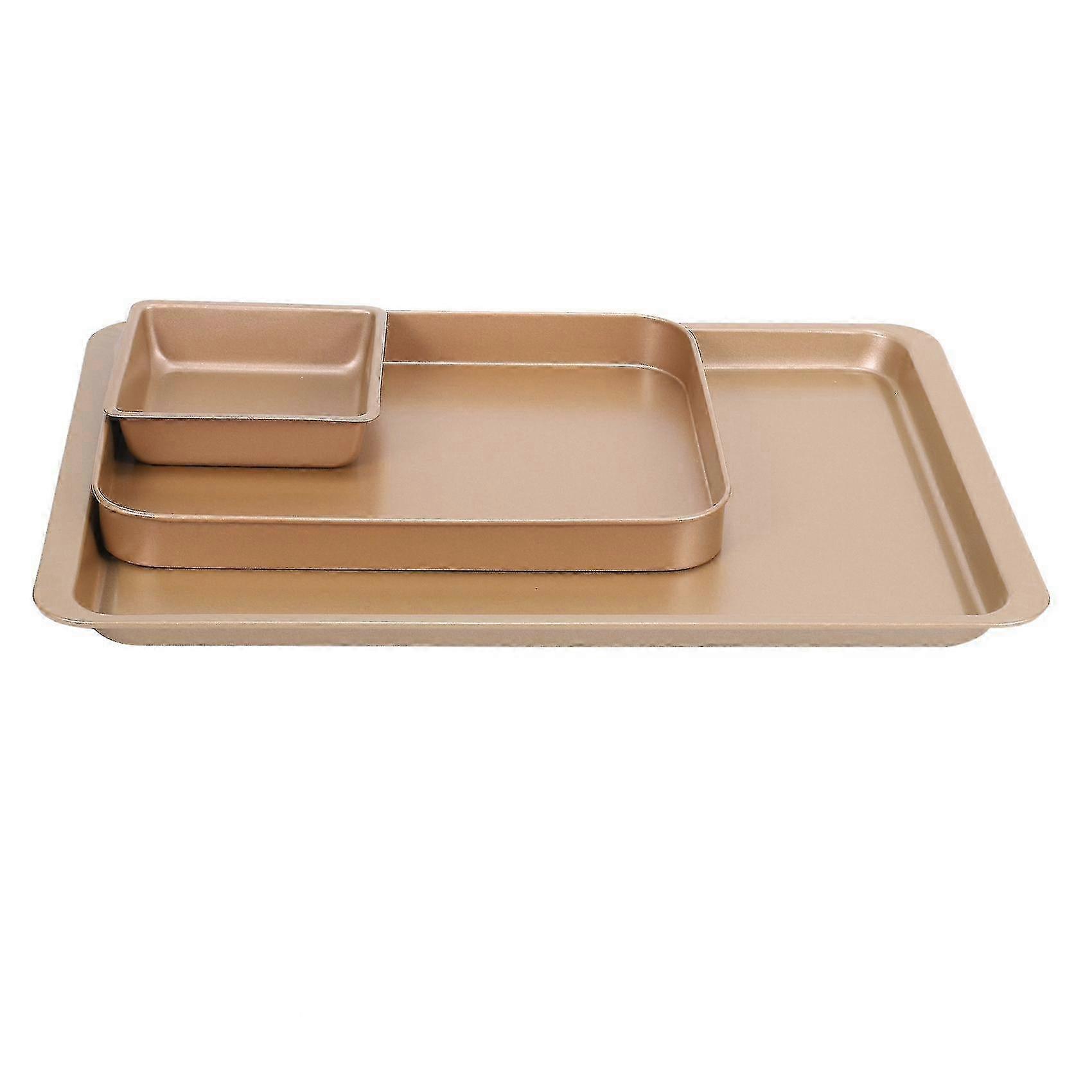 Baking Tray Set, Nonstick Cookie Pan Set Professional Baking Sheet, Bakeware Rectangular Cake Pan F