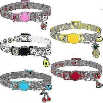 5 Pieces Breakaway Cat Collars With Bell Colorful Summer Fruit Style Adjustable (s)--