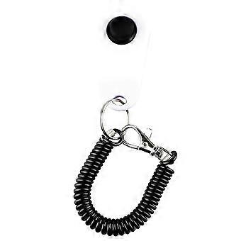 Dog Training Clicker Universal Interactive Pet Training Clicker with Black Long Wrist Strap and Ring White