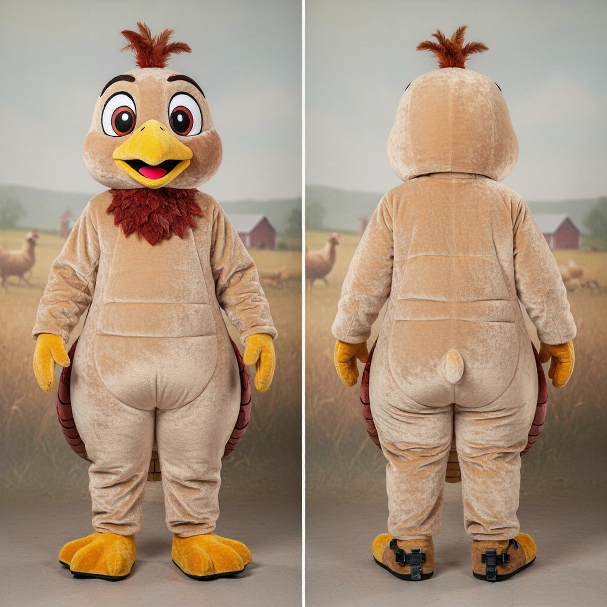 MASTICOT Beige Plush Cartoon Pheasant Mascot