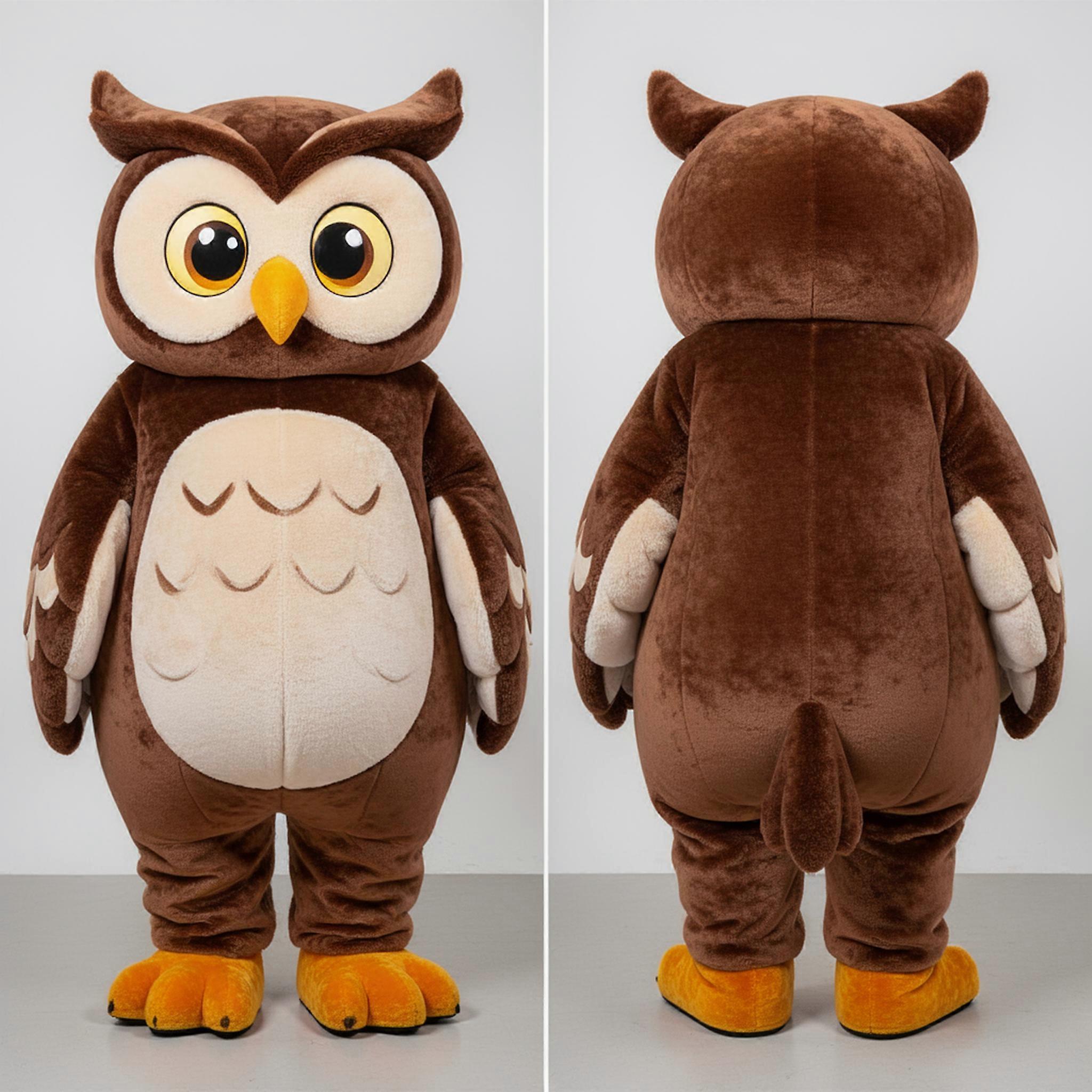 MASTICOT Chocolate Brown Cartoon Owl Mascot