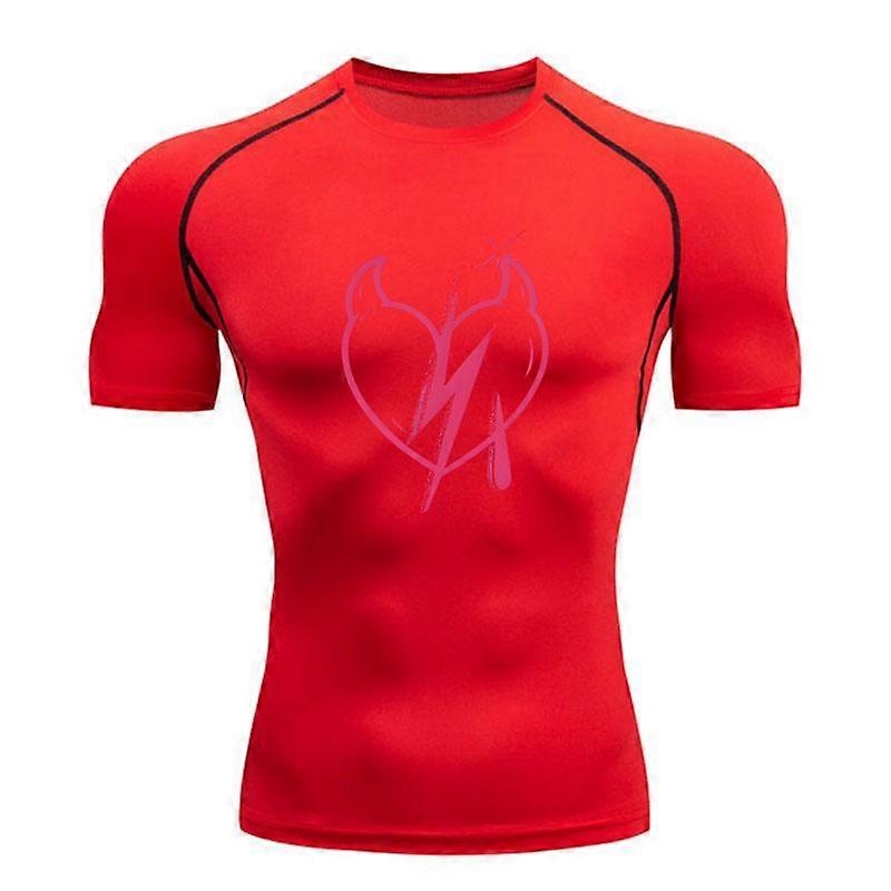 Men's Compression Quick Dry Workout T-Shirt, Cute Devil Hear