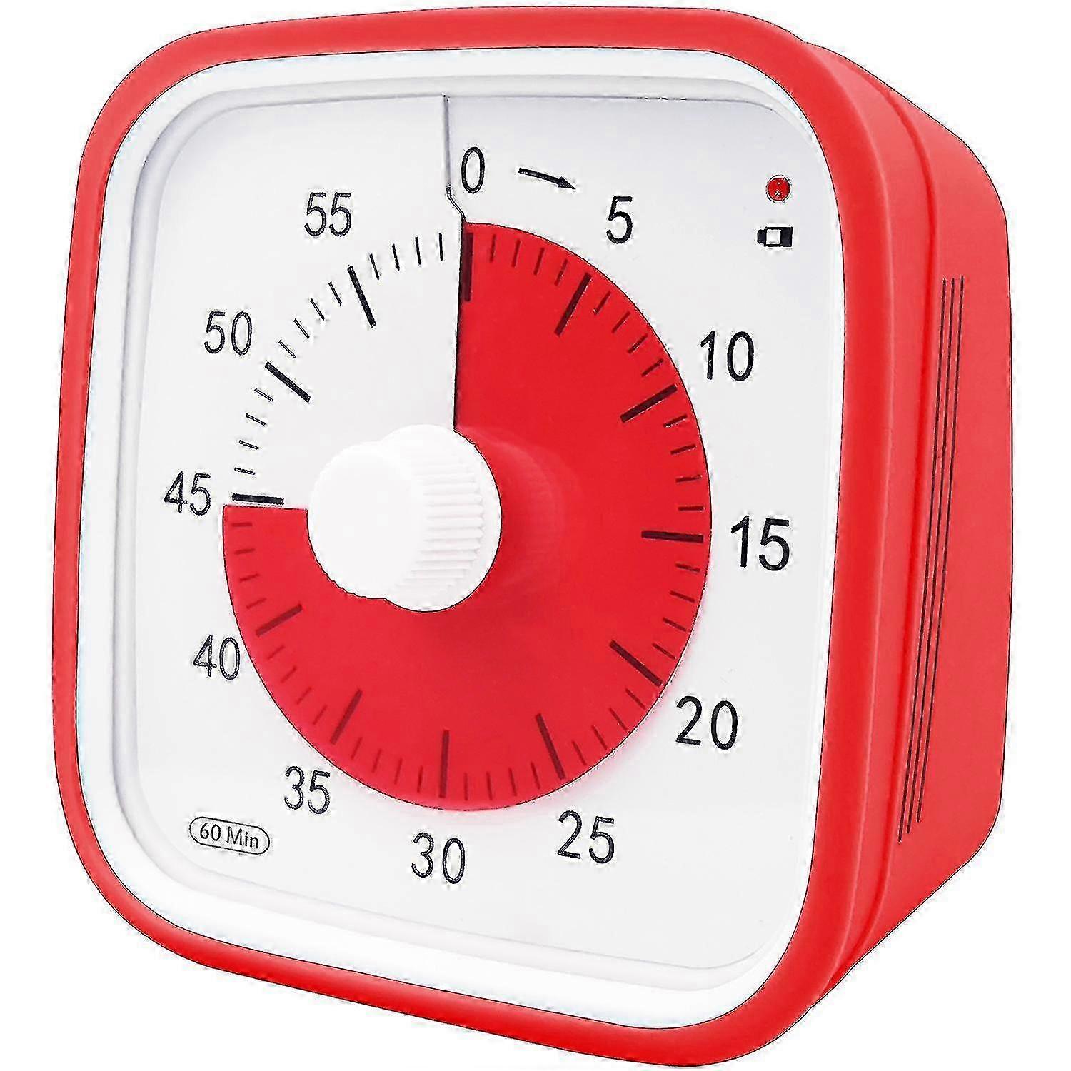 Extra-large classroom visual timer, suitable for children and adults, durable mechanical kitchen timer (red)