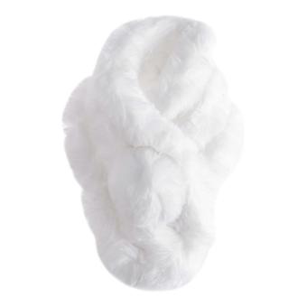 Warm Keeping Winter Fashion Faux Rabbit Fur Ring Scarf Plush Scarf compatible with Women Girls (White)
