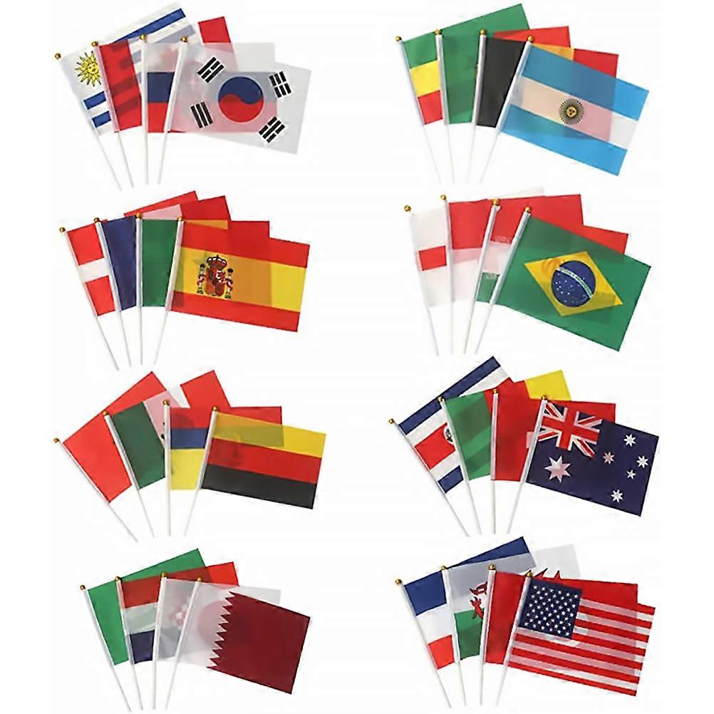 Cheering Flags Small Flag on Stick for Sporting Event 128Pcs Set