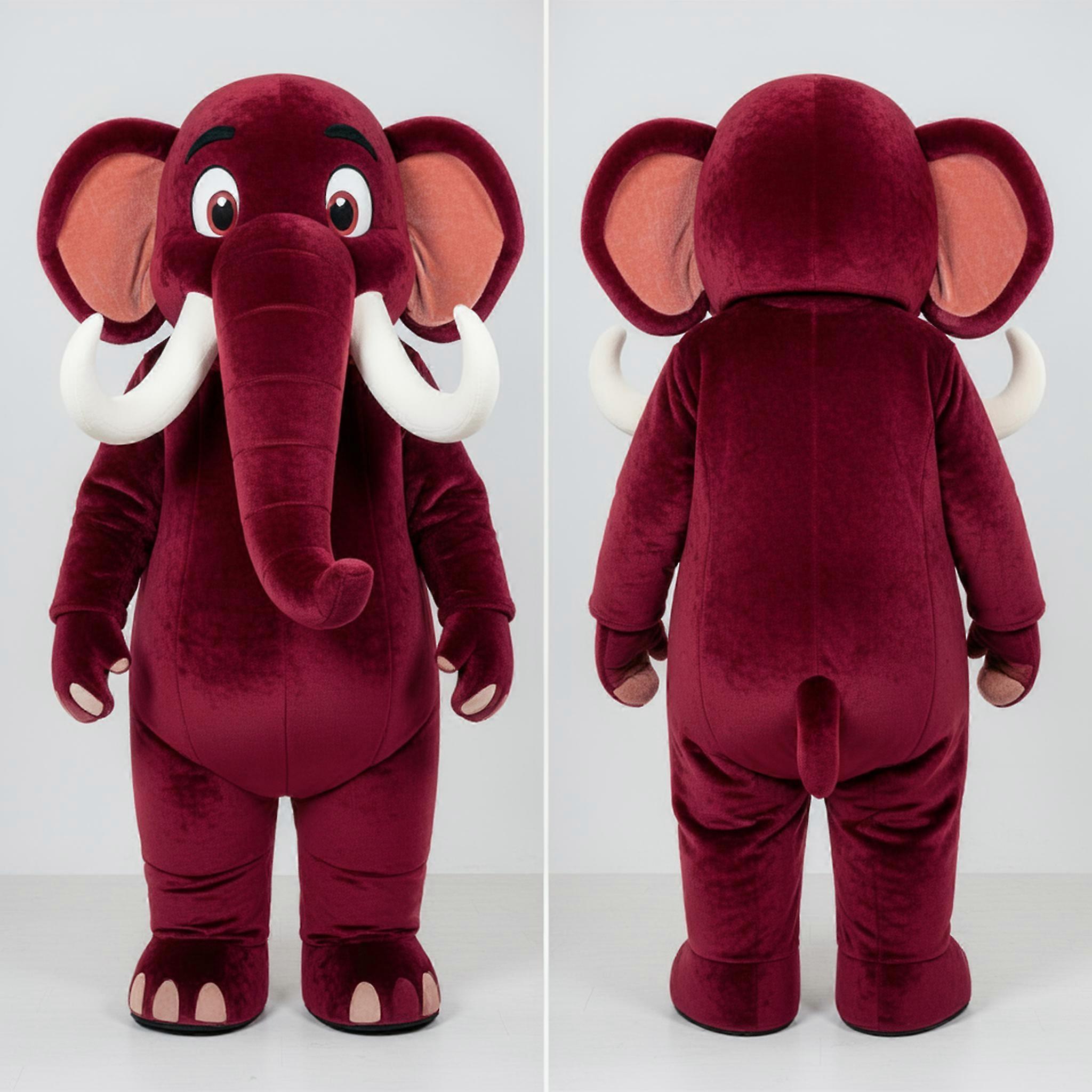 MASTICOT Maroon Plush Mammoth Mascot