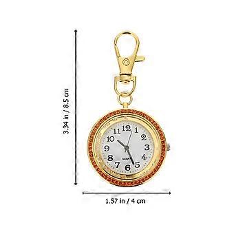 Relógio de bolso decorativo com strass, 1 peça, dourado.